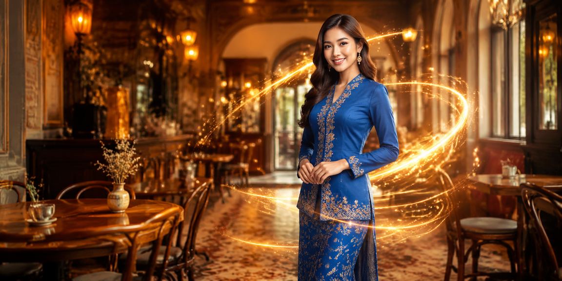 Pengguna wanita berbaju kurung di Ipoh mengakses aplikasi kasino mudah alih srv250